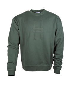 Big Icon Crewneck in Ivy with monochromatic embroidery details. Front features big High Line icon and High Line wordmark on sleeve.