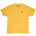 Yellow light-weight cotton t-shirt with a small bumblebee printed on the chest, laid flat.