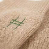 Closeup of Lingua Franca x High Line 100% Cashmere Socks, detailing the High Line icon.