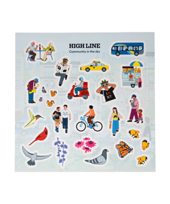 Community in the Sky sticker sheet featuring 26 of Jiaqi Wang's illustrations from the Nature in the City mural.