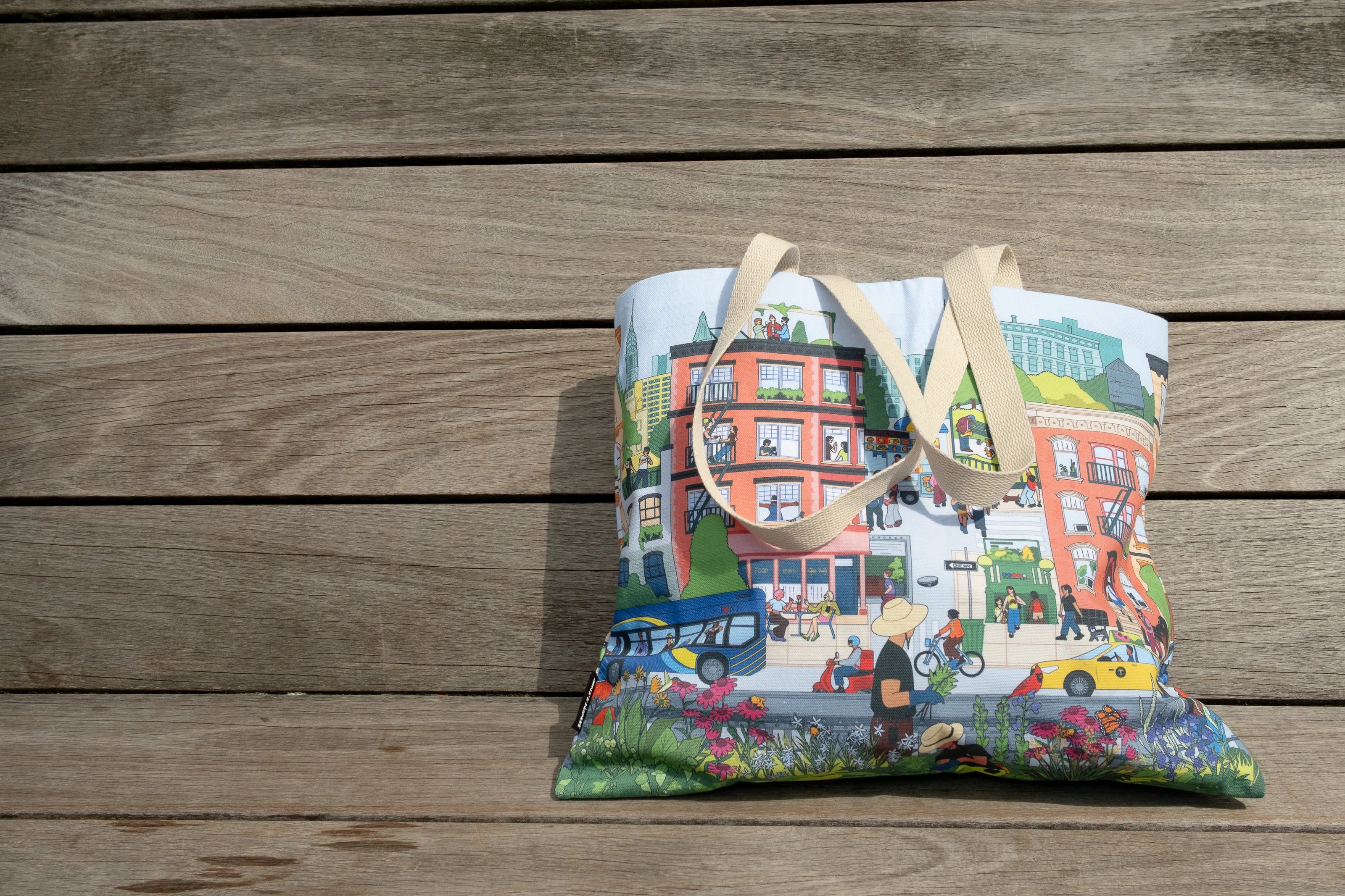 Community in the Sky Tote against the High Line sun deck loungers.