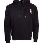 Front of the Dinosaur Hoodie, featuring the High Line icon embroidered in white thread against the black hoodie.