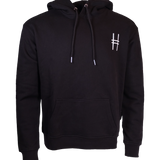 Front of the Dinosaur Hoodie, featuring the High Line icon embroidered in white thread against the black hoodie.