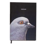 Front cover of the Dinosaur Notebook, featuring the big pigeon head and "Dinosaur"