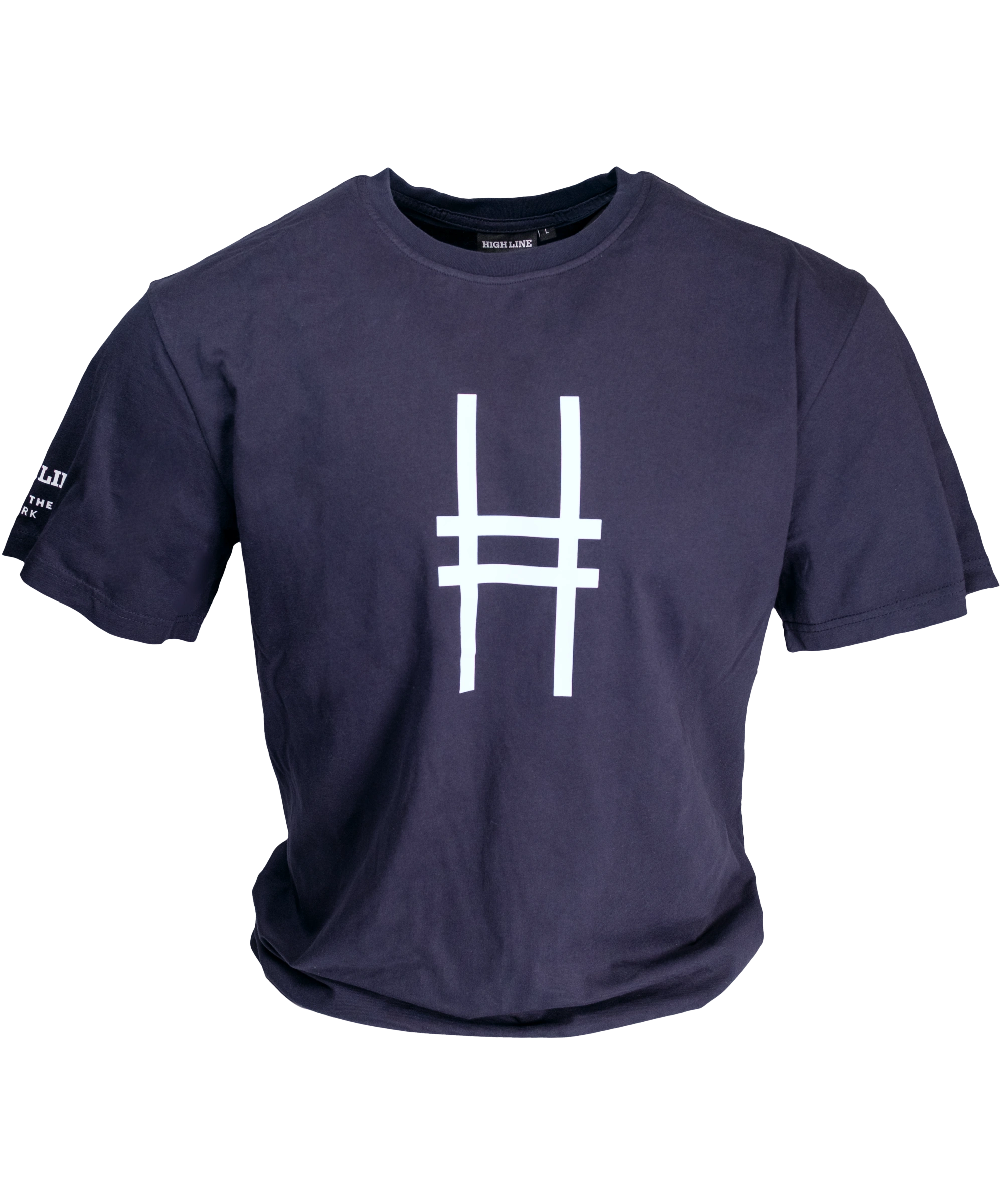 Big Icon Tee in navy, featuring the High Line icon in white and sleeve detail.