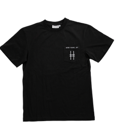 High Line Embroidered black Pocket Tee with High Line icon and "New York, NY" embroidered on the chest pocket in white.