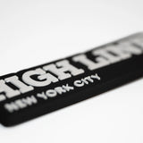 Rubber fridge magnet features the High Line's wordmark and "New York City NY" partially in focus.