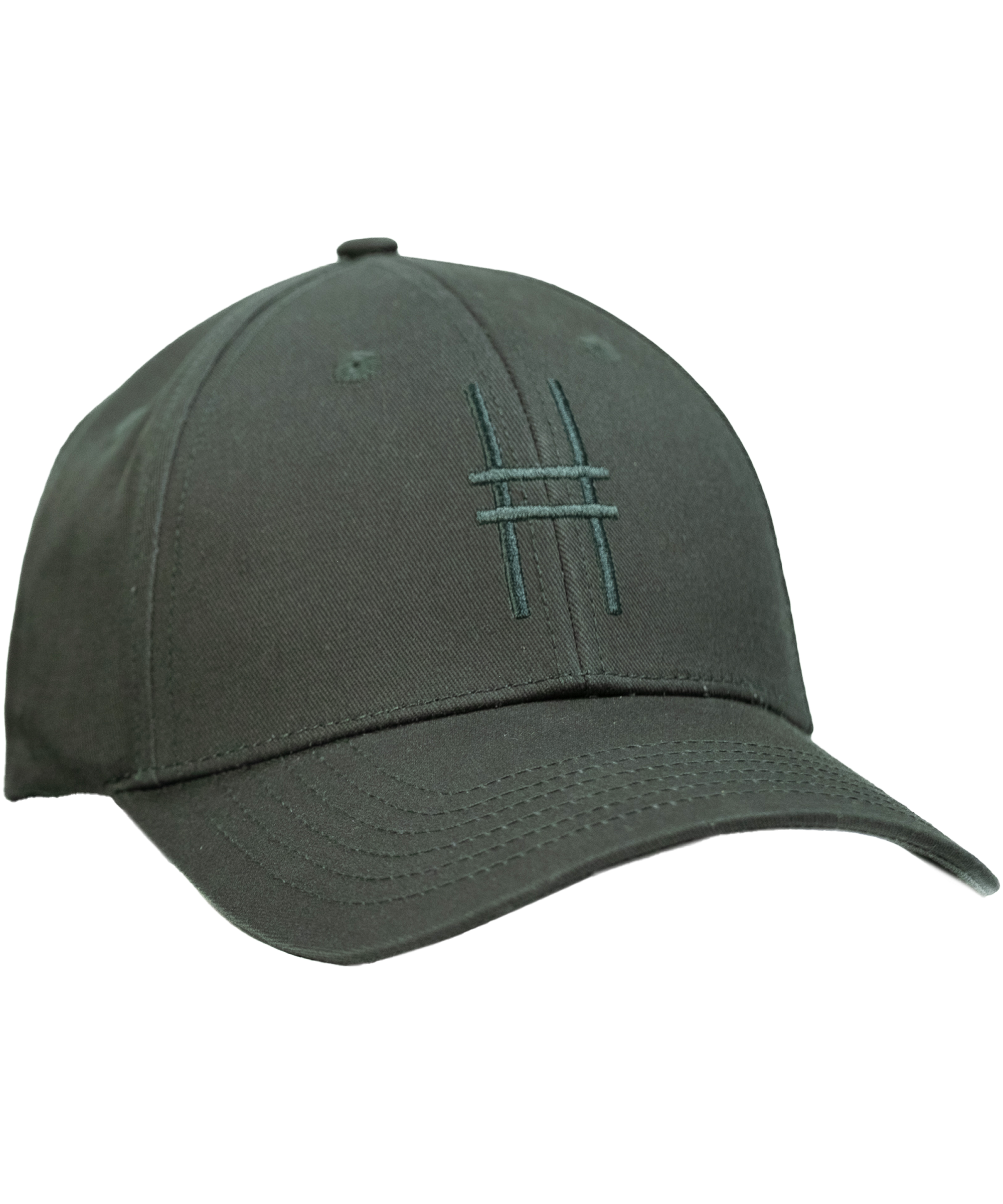 High Line Icon Cap—dark green cap with High Line icon embroidered in matching dark green thread on the front.