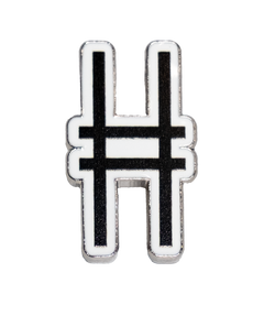 High Line Icon Enamel Pin—the High Line railroad track "H" logomark/icon in black set against white enamel.