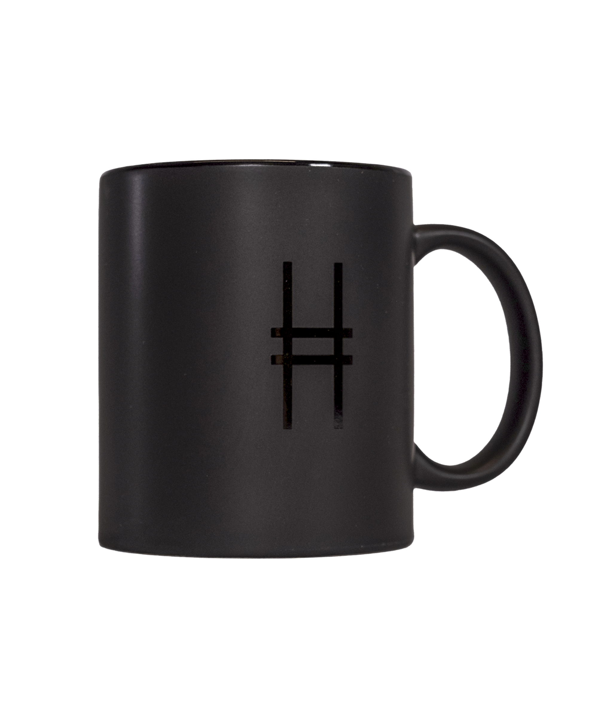 High Line Mug in Black, featuring the High Line icon in gloss against black matte ceramic.