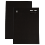 High Line soft cover unlined notebook in black with white cover details.