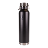 High Line Water Bottle—black stainless steel with a raised, embossed High Line icon on it and silver cap.
