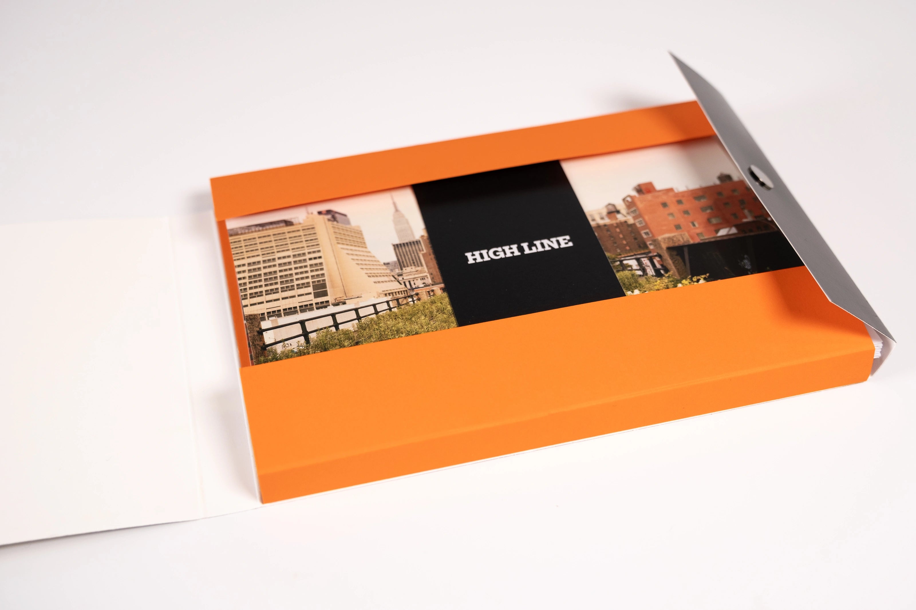 The Joel Sternfeld Notecard Set with the box open and "High Line" band visible.