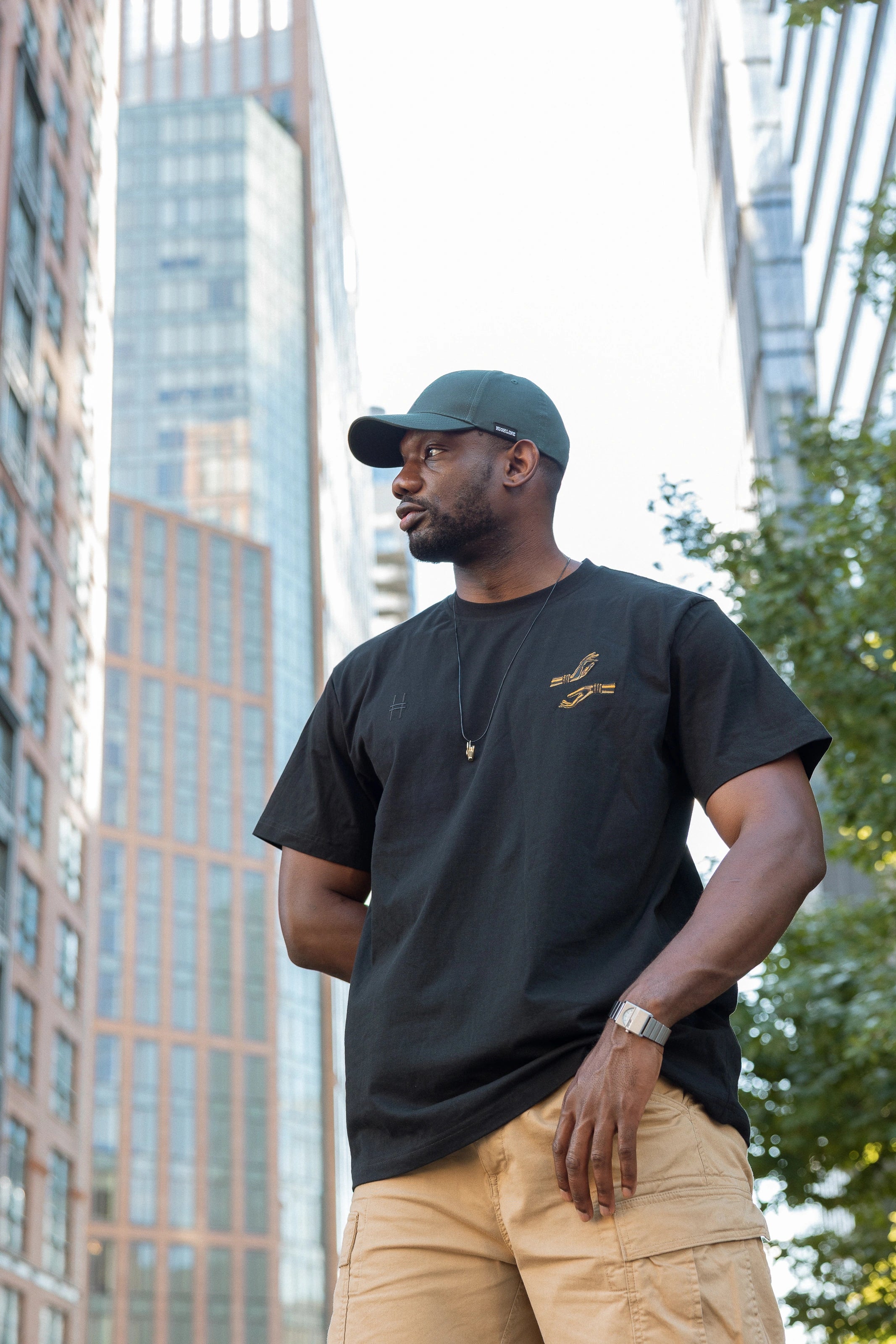 Man wearing The Light That Shines... Tee, on the northern end of the High Line.