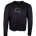 The Lingua Franca x High Line Maxine Sweater in Black. This sweater is a cotton-cashmere blend, gender neutral and features the phrase "park in the sky" embroidered in green cursive on the chest.