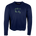 Lingua Franca x High Line Maxine Sweater in navy. This cotton cashmere sweater is gender neutral and features the phrase "park in the sky" embroidered in green cursive on the chest.