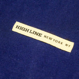 Closeup on High Line New York NY ribbon detail on the front of the Park in the Sky Crewneck Sweatshirt in navy.