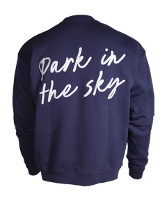 Park in the Sky Crewneck in navy. Back features large "Park in the sky" embroidery.