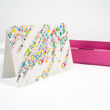 One of the Piet Oudolf Notecard Set cards—featuring High Line garden design illustrations by Piet Oudolf—stands in front of the open card box.