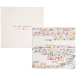 Front and back of Piet Oudolf Pillow Case. The front features a composite of some of Piet Oudolf's illustrated garden plans for the High Line, and the back features the quote "You have to know your plants" in multicolor letters.