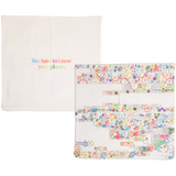 Front and back of Piet Oudolf Pillow Case. The front features a composite of some of Piet Oudolf's illustrated garden plans for the High Line, and the back features the quote "You have to know your plants" in multicolor letters.