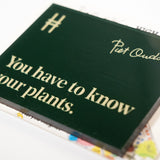 Piet Oudolf Quote Magnet in Ivy on its backing card.