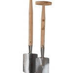 Sneeboer Handspade, featuring an embossed handle that reads "Piet Oudolf collection" and features the High Line railroad-track "H" icon. Shown front and back.