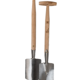 Sneeboer Handspade, featuring an embossed handle that reads "Piet Oudolf collection" and features the High Line railroad-track "H" icon. Shown front and back.