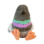 Dinosaur Pigeon Plush toy—small stuffed pigeon with High Line icons embroidered on the bottom of each foot.