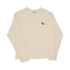 Pigeon Pocket Tee in River Birch. A natural, off-white long-sleeve tee with a pocket on the left chest. An embroidered pigeon head peeks out of the pocket. On the right chest is a small embroidered High Line icon, a rail-road track inspired "H," in monochromatic thread. 