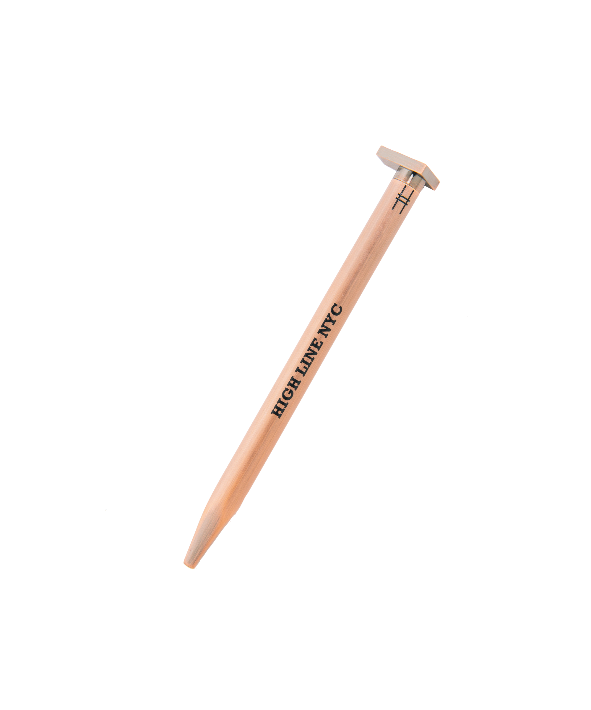 Spike Pen in brass, with "High Line NYC" and the High Line icon.