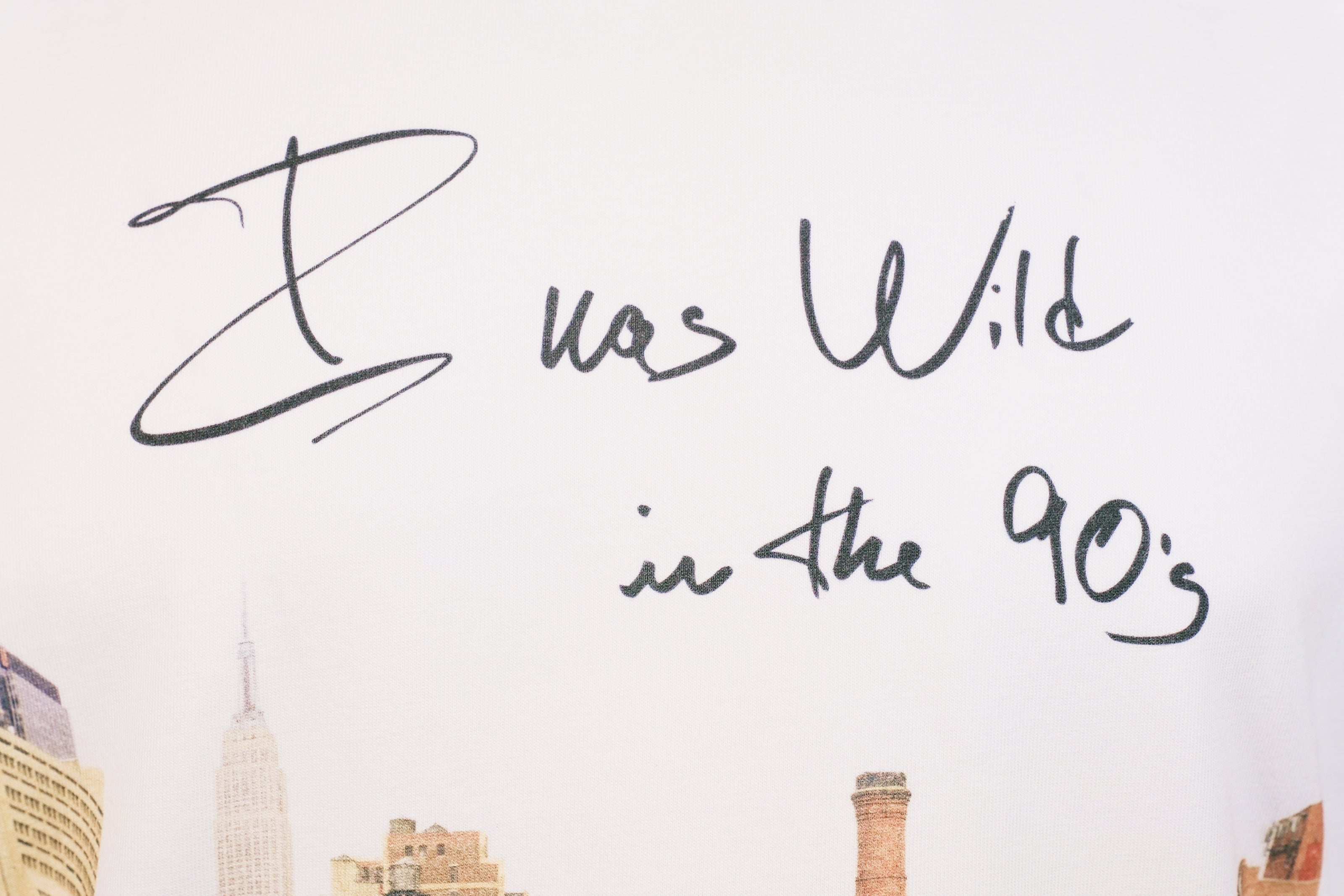 Closeup of Joel Sternfeld's handwritten "I was wild in the 90s" over one of his iconic photos of the High Line.